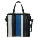 BALENCIAGA Bazaar Shopper S Bag Leer 2way Blauw Zilver 443096 Auth BSZ626V-2
