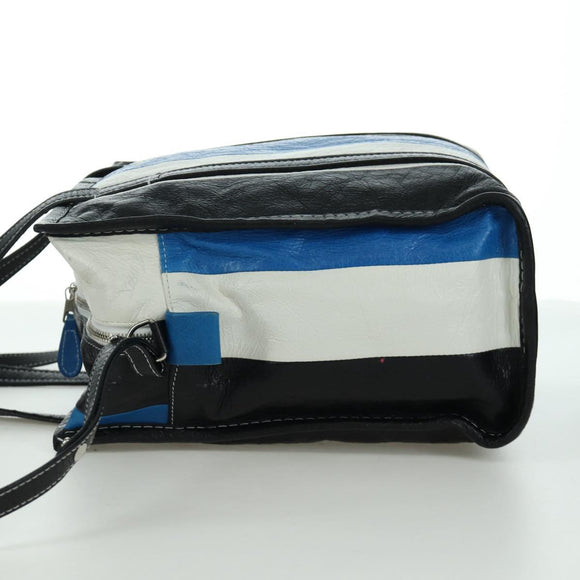 BALENCIAGA Bazaar Shopper S Bag Leer 2way Blauw Zilver 443096 Auth BSZ626V