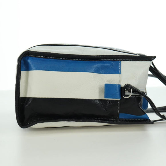 BALENCIAGA Bazaar Shopper S Bag Leer 2way Blauw Zilver 443096 Auth BSZ626V