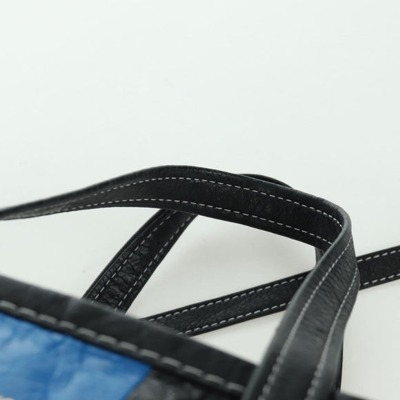BALENCIAGA Bazaar Shopper S Bag Leer 2way Blauw Zilver 443096 Auth BSZ626V