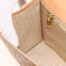 CELINE C Macadam Canvas Hand Bag Leather Beige Gold Auth BSZ627A-17