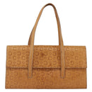 CELINE C Macadam Canvas Hand Bag Leather Beige Gold Auth BSZ627A-2