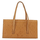 CELINE C Macadam Canvas Hand Bag Leather Beige Gold Auth BSZ627A-3