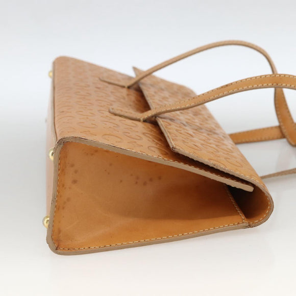 CELINE C Macadam Canvas Hand Bag Leather Beige Gold Auth BSZ627A