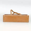 CELINE C Macadam Canvas Hand Bag Leather Beige Gold Auth BSZ627A-9