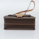 CELINE Macadam Canvas Circle Hand Bag PVC Leather 2way Brown Gold Auth BSZ648V-5