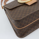 CELINE Macadam Canvas Circle Hand Bag PVC Leather 2way Brown Gold Auth BSZ648V-16