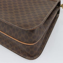 CELINE Macadam Canvas Circle Hand Bag PVC Leather 2way Brown Gold Auth BSZ648V-17