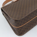 CELINE Macadam Canvas Circle Hand Bag PVC Leather 2way Brown Gold Auth BSZ648V-18