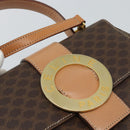 CELINE Macadam Canvas Circle Hand Bag PVC Leather 2way Brown Gold Auth BSZ648V-19