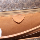 CELINE Macadam Canvas Circle Hand Bag PVC Leather 2way Brown Gold Auth BSZ648V-12