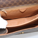 CELINE Macadam Canvas Circle Hand Bag PVC Leather 2way Brown Gold Auth BSZ648V-10