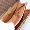 CELINE Macadam Canvas Circle Hand Bag PVC Leather 2way Brown Gold Auth BSZ648V-20