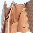 CELINE Macadam Canvas Circle Hand Bag PVC Leather 2way Brown Gold Auth BSZ648V-21