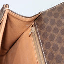 CELINE Macadam Canvas Circle Hand Bag PVC Leather 2way Brown Gold Auth BSZ648V-22