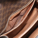 CELINE Macadam Canvas Circle Hand Bag PVC Leather 2way Brown Gold Auth BSZ648V-11