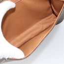 CELINE Macadam Canvas Circle Hand Bag PVC Leather 2way Brown Gold Auth BSZ648V-23