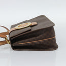 CELINE Macadam Canvas Circle Hand Bag PVC Leather 2way Brown Gold Auth BSZ648V-3