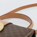 CELINE Macadam Canvas Circle Hand Bag PVC Leather 2way Brown Gold Auth BSZ648V-14