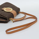 CELINE Macadam Canvas Circle Hand Bag PVC Leather 2way Brown Gold Auth BSZ648V-8