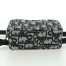 Christian Dior Trotter Canvas Waist Bag Navy Gold Auth BSZ700M-5
