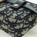 Christian Dior Trotter Canvas Waist Bag Navy Gold Auth BSZ700M-18