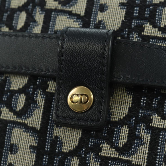 Christian Dior Trotter Canvas Waist Bag Navy Gold Auth BSZ700M