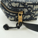 Christian Dior Trotter Canvas Waist Bag Navy Gold Auth BSZ700M-9