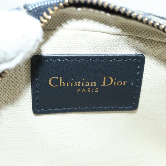 Christian Dior Trotter Canvas Waist Bag Navy Gold Auth BSZ700M