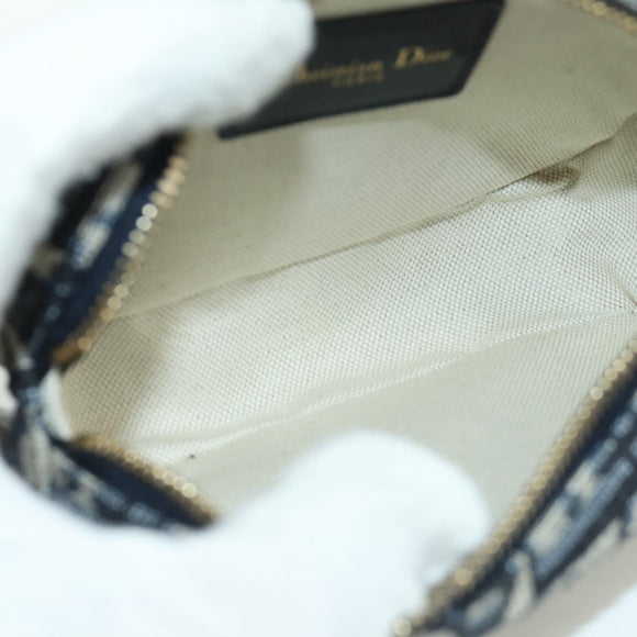 Christian Dior Trotter Canvas Waist Bag Navy Gold Auth BSZ700M