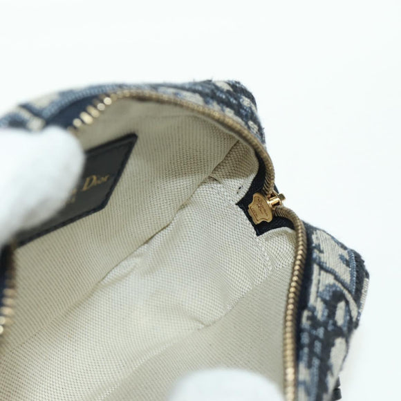 Christian Dior Trotter Canvas Waist Bag Navy Gold Auth BSZ700M