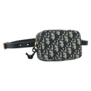 Christian Dior Trotter Canvas Waist Bag Navy Gold Auth BSZ700M-1