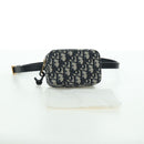 Christian Dior Trotter Canvas Waist Bag Navy Gold Auth BSZ700M-12