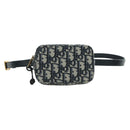 Christian Dior Trotter Canvas Waist Bag Navy Gold Auth BSZ700M-13