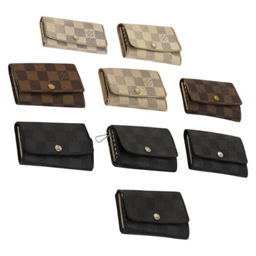 LOUIS VUITTON Damier Azur Ebene Graphite Key Case 9Set LV Auth CB078