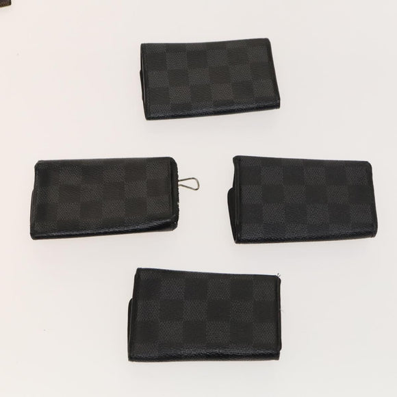 LOUIS VUITTON Damier Azur Ebene Graphite Key Case 9Set LV Auth CB078