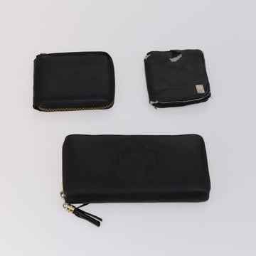 GUCCI GG Canvas Micro GG Guccissima Wallet Leather PVC 10set Black Auth CB109 - 0
