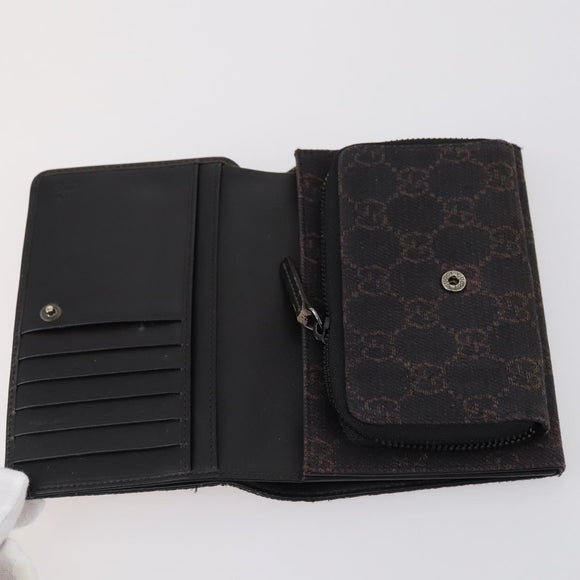 GUCCI GG Canvas Micro GG Guccissima Wallet Leather PVC 10set Black Auth CB109