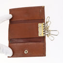 BURBERRY Nova Check Black Label Key Case Leather PVC 10set Beige Auth CB112-11