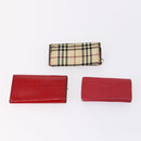 BURBERRY Nova Check Black Label Key Case Leather PVC 10set Beige Auth CB112-17