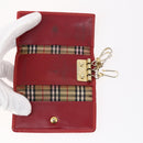 BURBERRY Nova Check Black Label Key Case Leather PVC 10set Beige Auth CB112-19