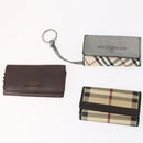 BURBERRY Nova Check Black Label Key Case Leather PVC 10set Beige Auth CB112-2