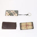 BURBERRY Nova Check Black Label Key Case Leather PVC 10set Beige Auth CB112-3