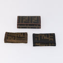 FENDI Zucchino Key Case Leather Canvas PVC 10set Brown Black Auth CB113-10
