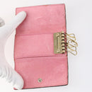 FENDI Zucchino Key Case Leather Canvas PVC 10set Brown Black Auth CB113-15