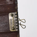 FENDI Zucchino Key Case Leather Canvas PVC 10set Brown Black Auth CB113-20