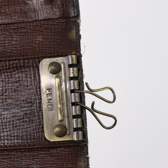 FENDI Zucchino Key Case Leather Canvas PVC 10set Brown Black Auth CB113