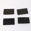 FENDI Zucchino Key Case Leather Canvas PVC 10set Brown Black Auth CB113-3