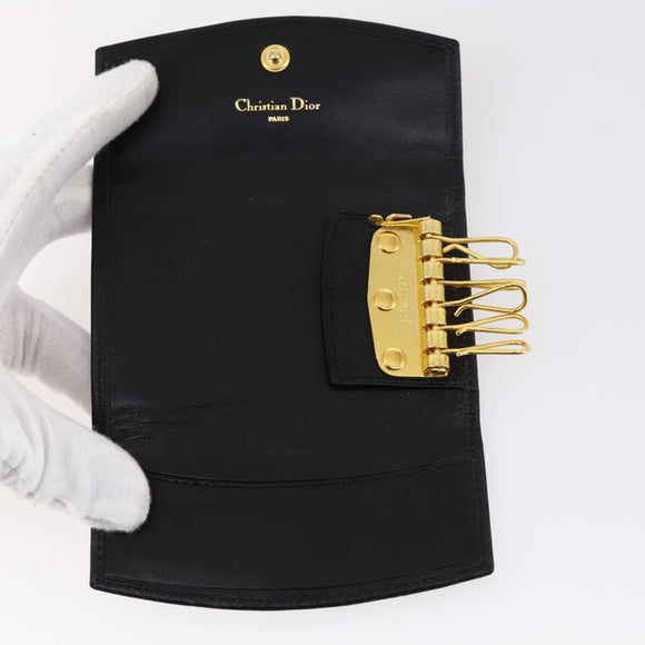 Christian Dior Trotter Canvas Key Case Leather Canvas PVC 10set Beige Auth CB116