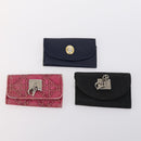 Christian Dior Trotter Canvas Key Case Leather Canvas PVC 10set Beige Auth CB116-13